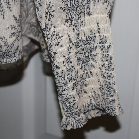 Ann Taylor | Shimmer Ruffle Floral Blouse, Size S - Picture 7 of 8